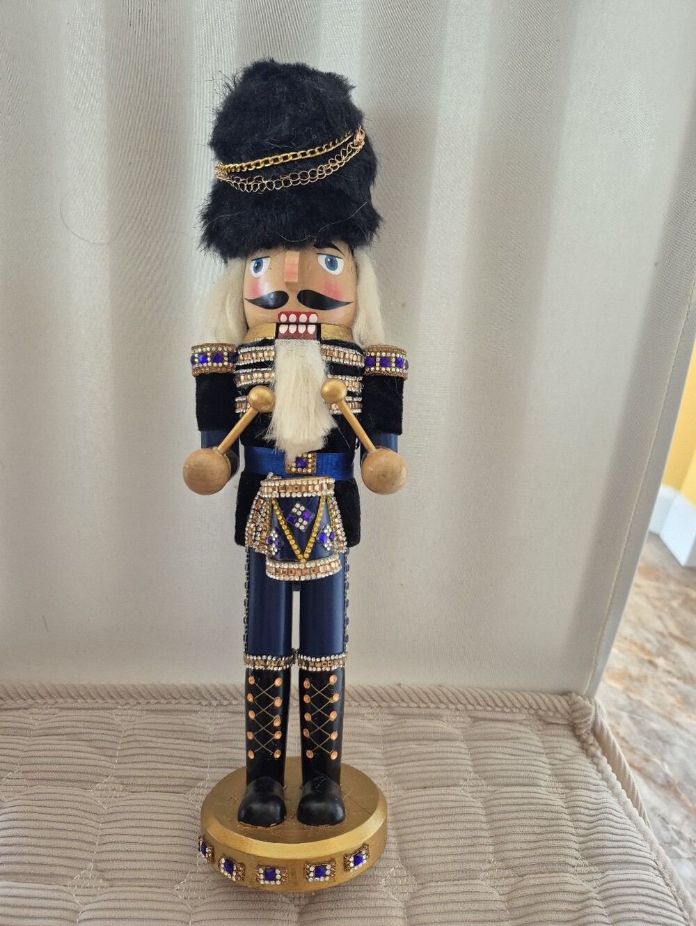 Blue and Gold Velvet  Nutcracker Drummer